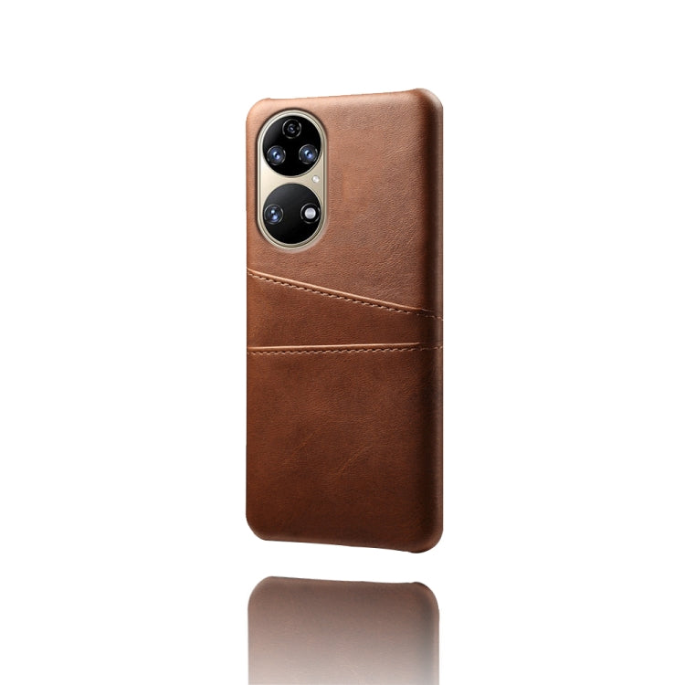 For Huawei P50 Calf Texture PC + PU Leather Back Cover Shockproof Case with Dual Card Slots