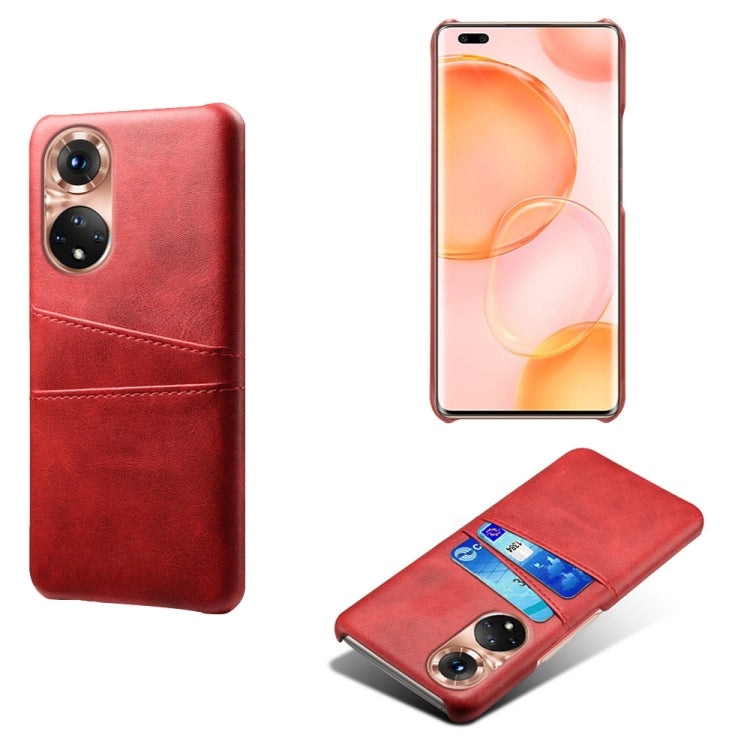 For Honor 50 Pro Calf Texture PC + PU Leather Back Cover Shockproof Case with Dual Card Slots