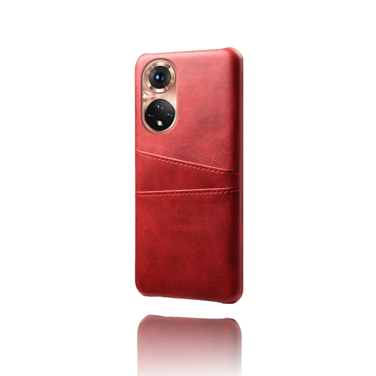 For Honor 50 Pro Calf Texture PC + PU Leather Back Cover Shockproof Case with Dual Card Slots