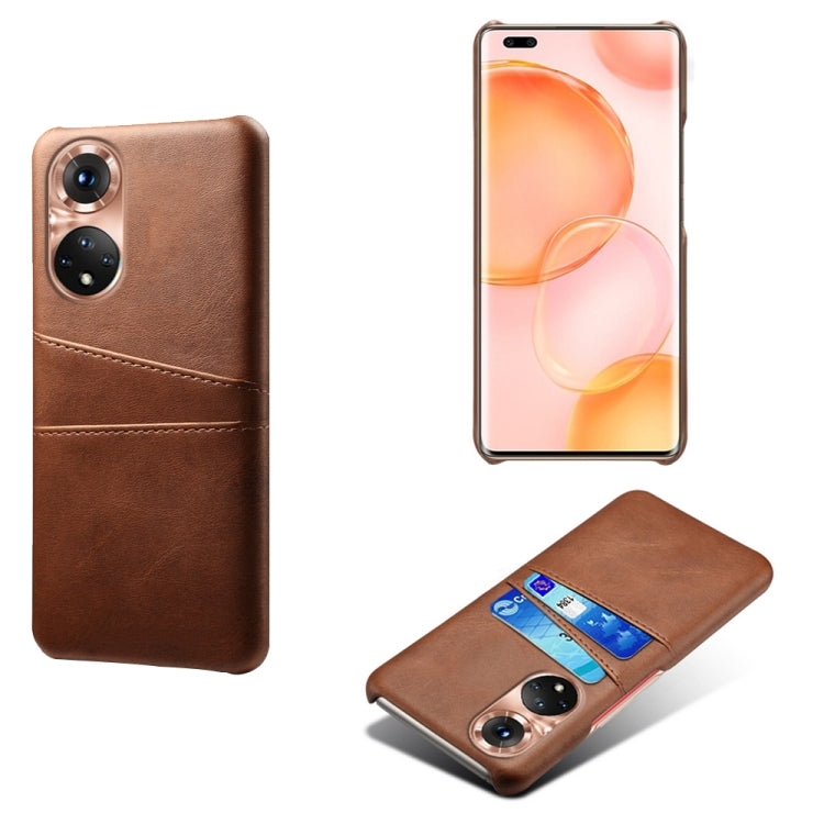 For Honor 50 Pro Calf Texture PC + PU Leather Back Cover Shockproof Case with Dual Card Slots