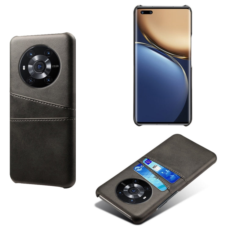 For Honor Magic3 Calf Texture PC + PU Leather Back Cover Shockproof Case with Dual Card Slots
