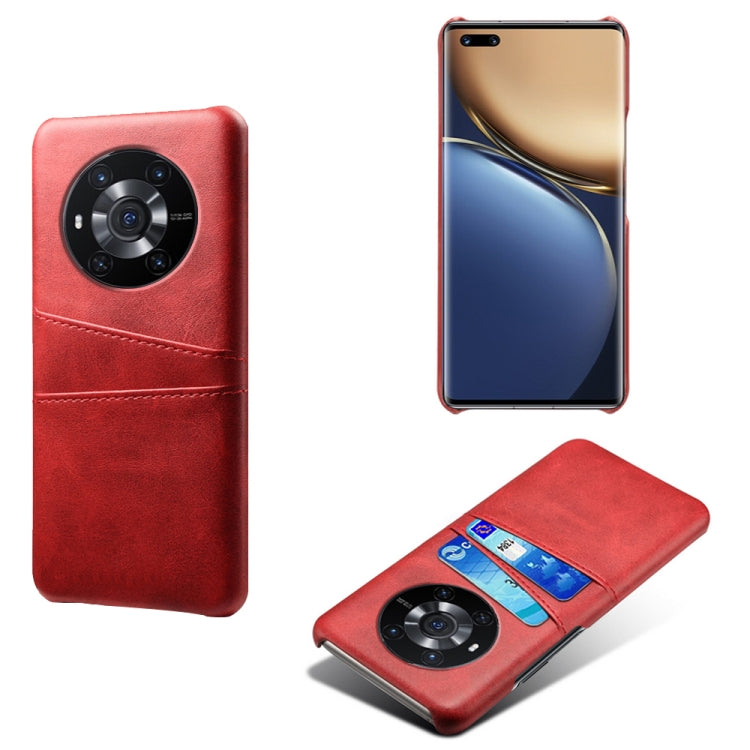 For Honor Magic3 Calf Texture PC + PU Leather Back Cover Shockproof Case with Dual Card Slots