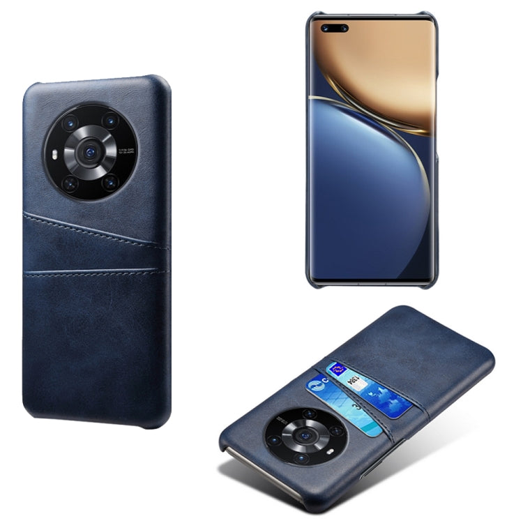 For Honor Magic3 Calf Texture PC + PU Leather Back Cover Shockproof Case with Dual Card Slots