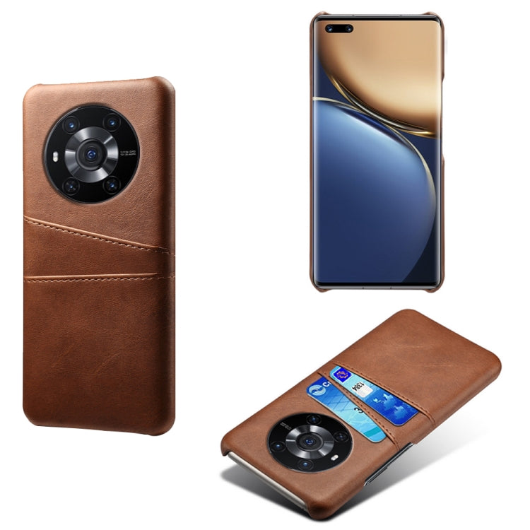 For Honor Magic3 Calf Texture PC + PU Leather Back Cover Shockproof Case with Dual Card Slots
