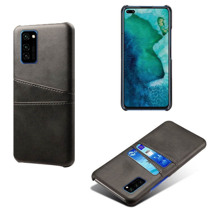 For Honor V30 Pro Calf Texture PC + PU Leather Back Cover Shockproof Case with Dual Card Slots
