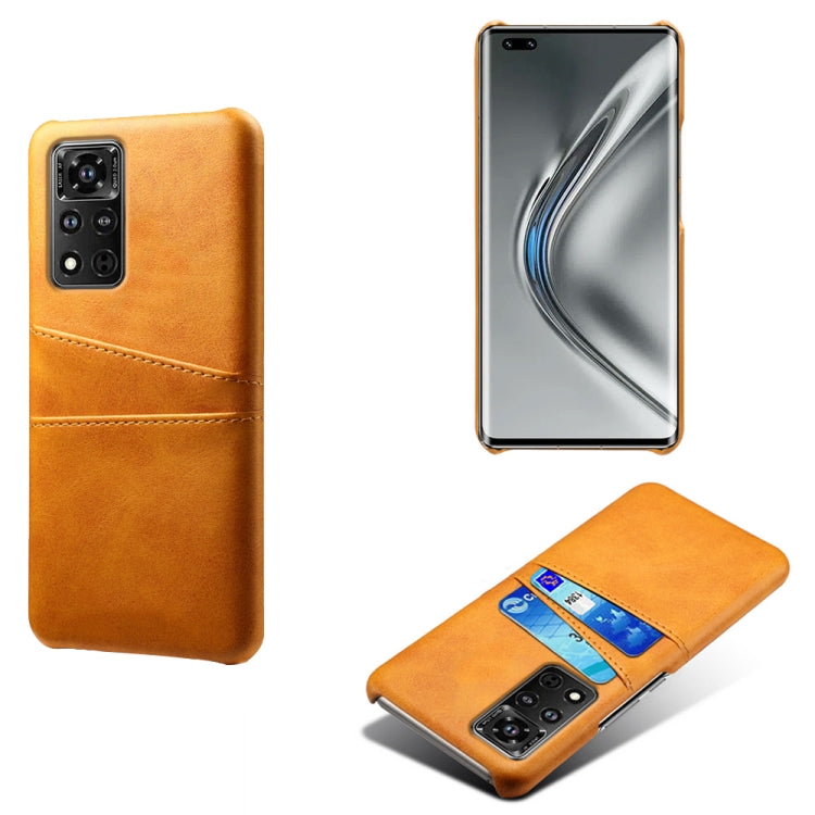 For Honor V40 5G Calf Texture PC + PU Leather Back Cover Shockproof Case with Dual Card Slots