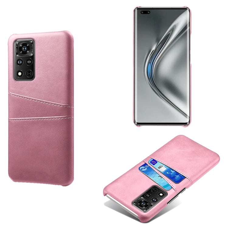 For Honor V40 5G Calf Texture PC + PU Leather Back Cover Shockproof Case with Dual Card Slots