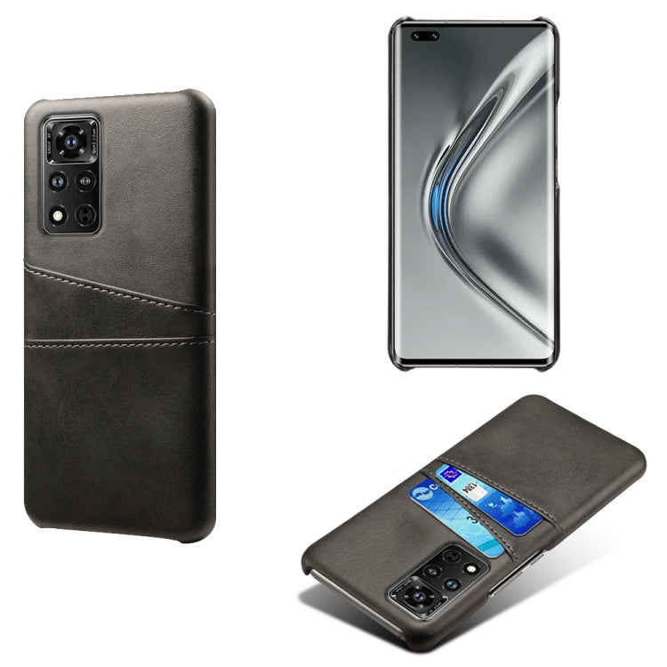 For Honor V40 5G Calf Texture PC + PU Leather Back Cover Shockproof Case with Dual Card Slots