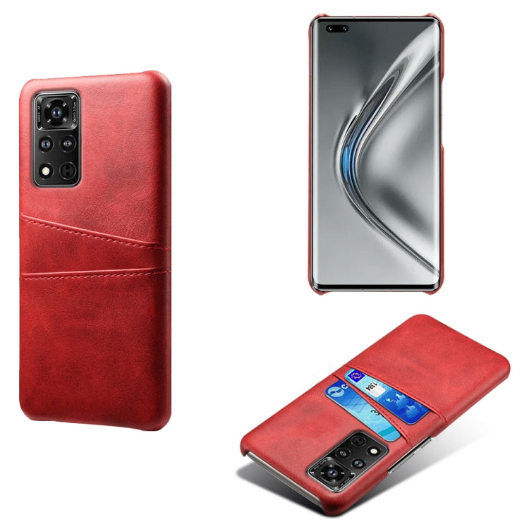 For Honor V40 5G Calf Texture PC + PU Leather Back Cover Shockproof Case with Dual Card Slots