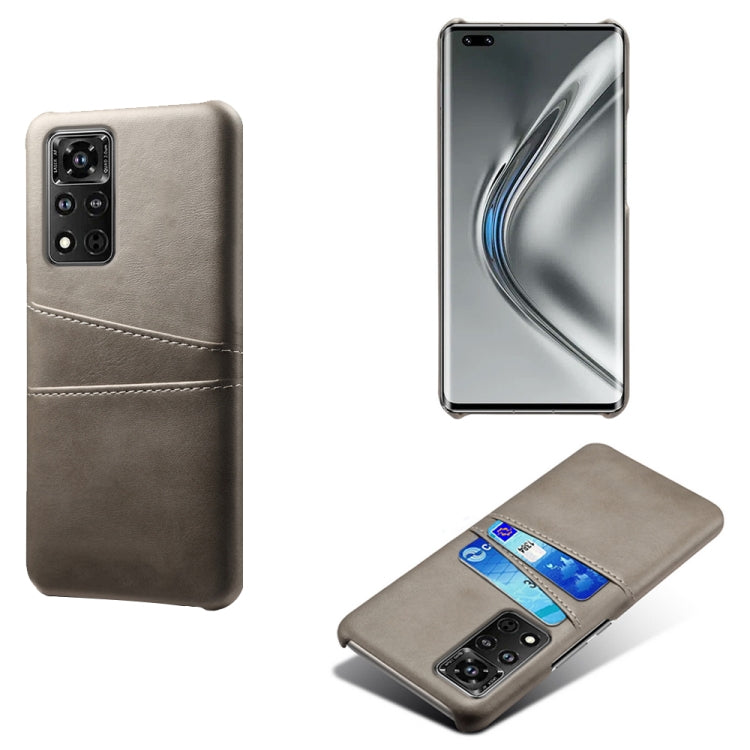 For Honor V40 5G Calf Texture PC + PU Leather Back Cover Shockproof Case with Dual Card Slots