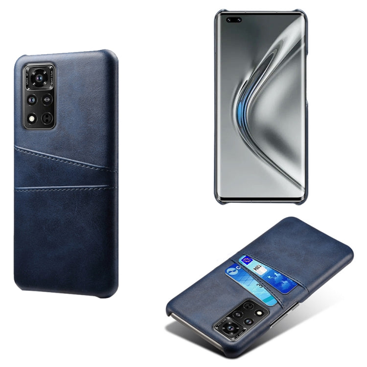 For Honor V40 5G Calf Texture PC + PU Leather Back Cover Shockproof Case with Dual Card Slots