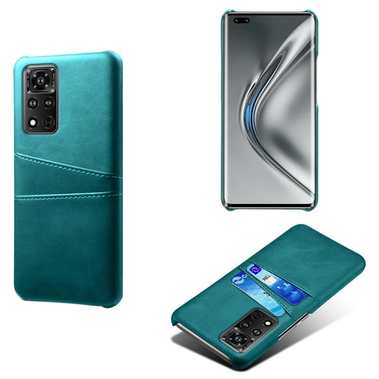 For Honor V40 5G Calf Texture PC + PU Leather Back Cover Shockproof Case with Dual Card Slots