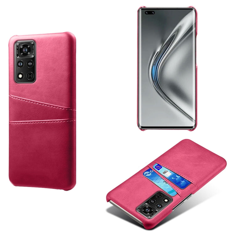 For Honor V40 5G Calf Texture PC + PU Leather Back Cover Shockproof Case with Dual Card Slots