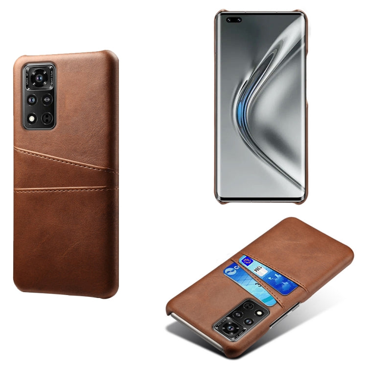 For Honor V40 5G Calf Texture PC + PU Leather Back Cover Shockproof Case with Dual Card Slots