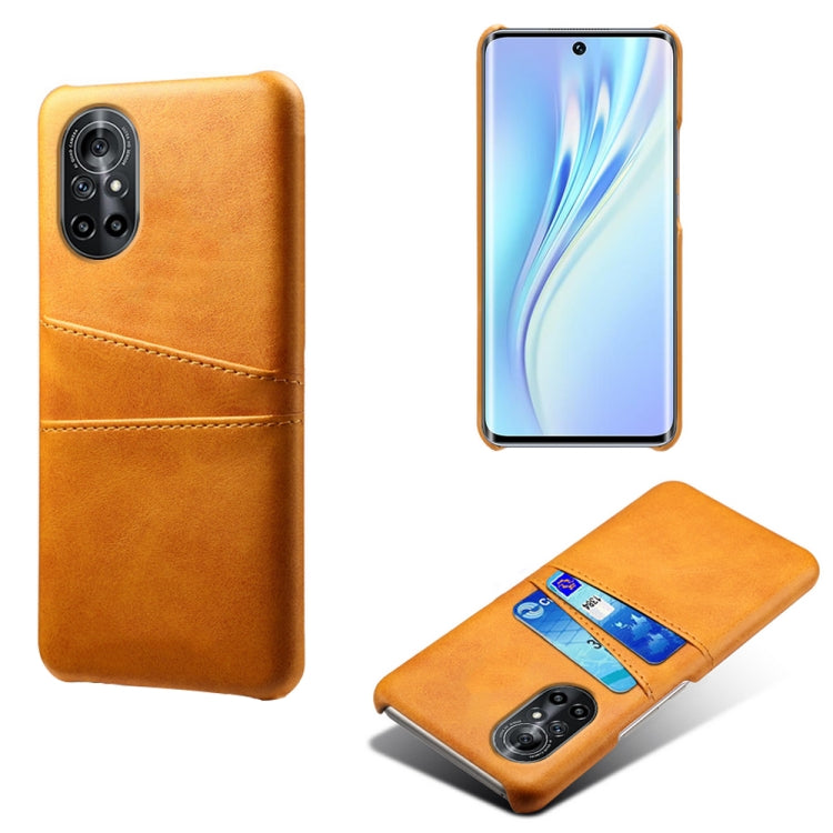 For Honor V40 Lite Calf Texture PC + PU Leather Back Cover Shockproof Case with Dual Card Slots
