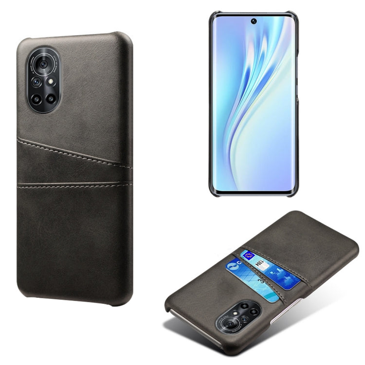 For Honor V40 Lite Calf Texture PC + PU Leather Back Cover Shockproof Case with Dual Card Slots