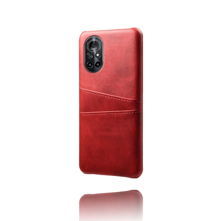 For Honor V40 Lite Calf Texture PC + PU Leather Back Cover Shockproof Case with Dual Card Slots