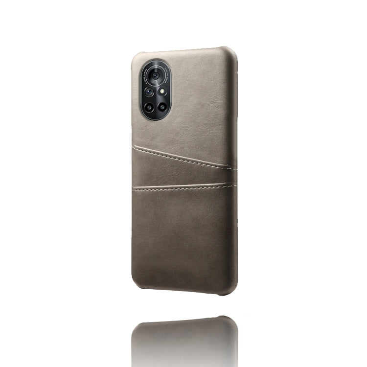 For Honor V40 Lite Calf Texture PC + PU Leather Back Cover Shockproof Case with Dual Card Slots