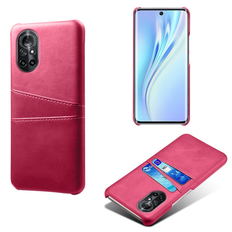 For Honor V40 Lite Calf Texture PC + PU Leather Back Cover Shockproof Case with Dual Card Slots