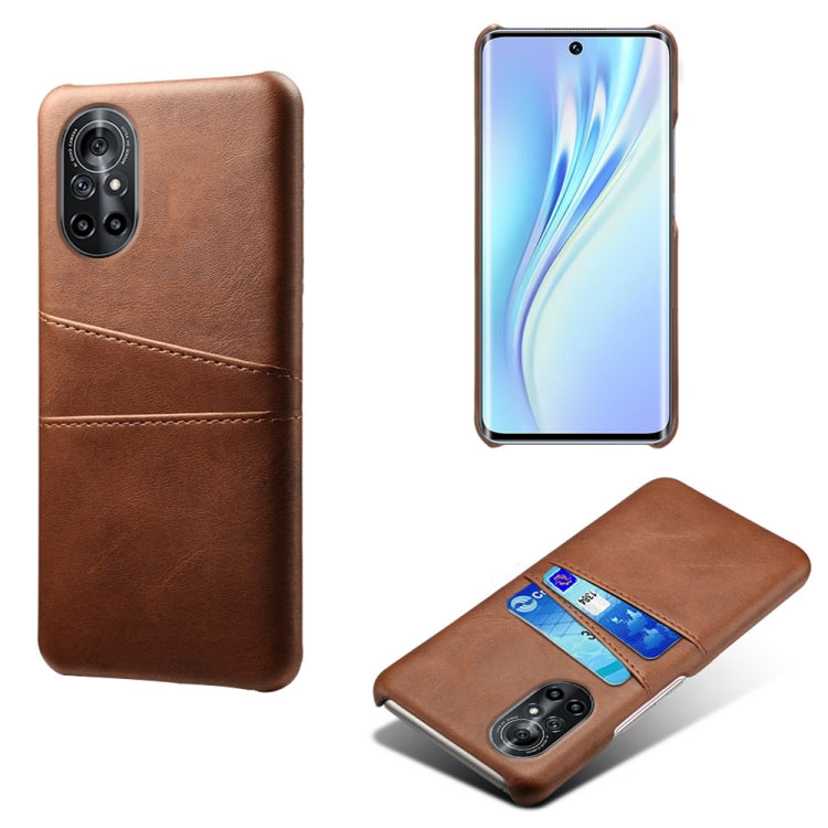 For Honor V40 Lite Calf Texture PC + PU Leather Back Cover Shockproof Case with Dual Card Slots