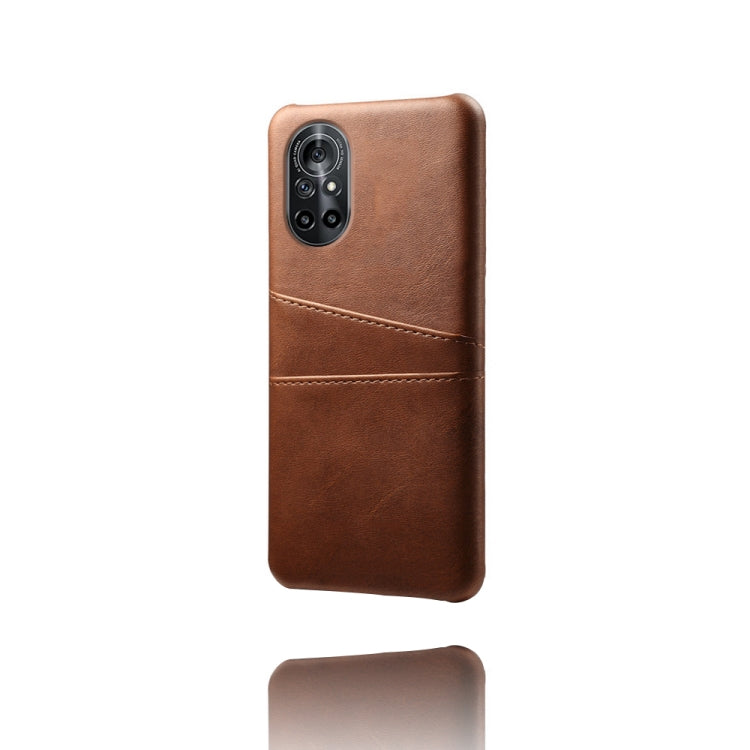 For Honor V40 Lite Calf Texture PC + PU Leather Back Cover Shockproof Case with Dual Card Slots
