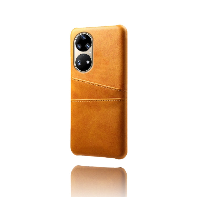For Huawei P50 Pro Calf Texture PC + PU Leather Back Cover Shockproof Case with Dual Card Slots