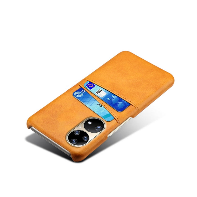 For Huawei P50 Pro Calf Texture PC + PU Leather Back Cover Shockproof Case with Dual Card Slots