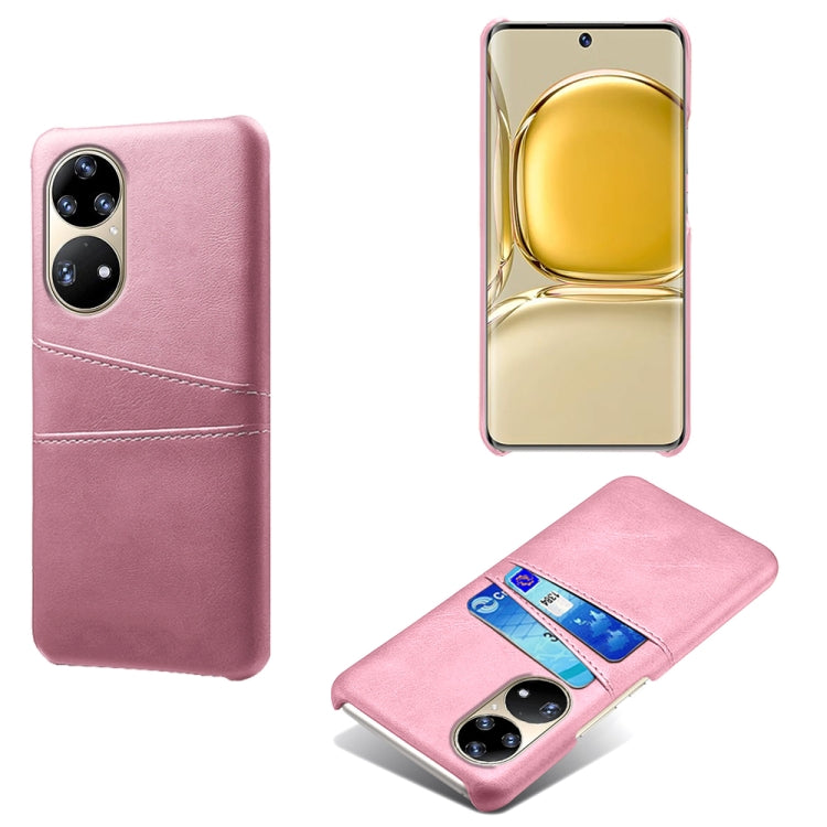 For Huawei P50 Pro Calf Texture PC + PU Leather Back Cover Shockproof Case with Dual Card Slots