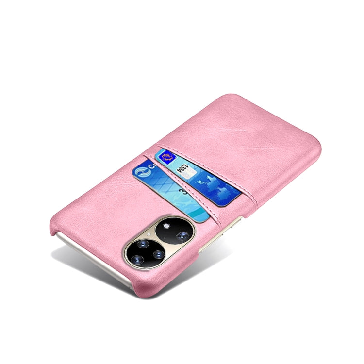 For Huawei P50 Pro Calf Texture PC + PU Leather Back Cover Shockproof Case with Dual Card Slots
