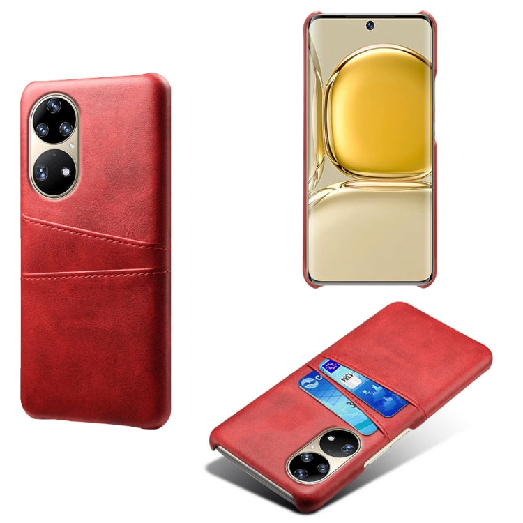 For Huawei P50 Pro Calf Texture PC + PU Leather Back Cover Shockproof Case with Dual Card Slots