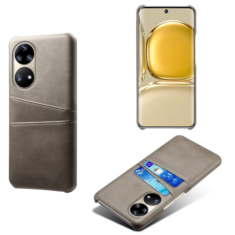 For Huawei P50 Pro Calf Texture PC + PU Leather Back Cover Shockproof Case with Dual Card Slots