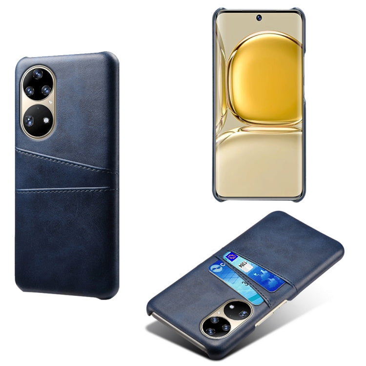 For Huawei P50 Pro Calf Texture PC + PU Leather Back Cover Shockproof Case with Dual Card Slots