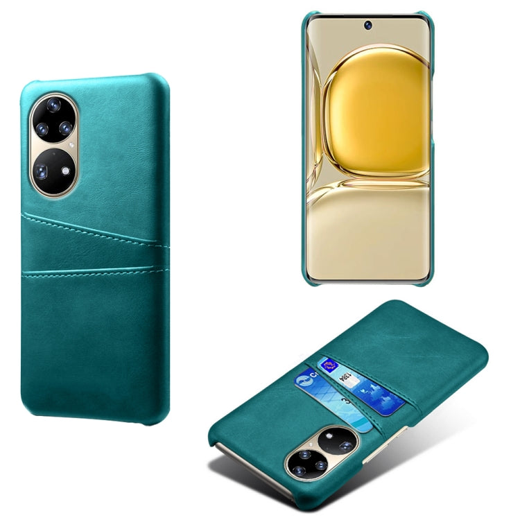 For Huawei P50 Pro Calf Texture PC + PU Leather Back Cover Shockproof Case with Dual Card Slots