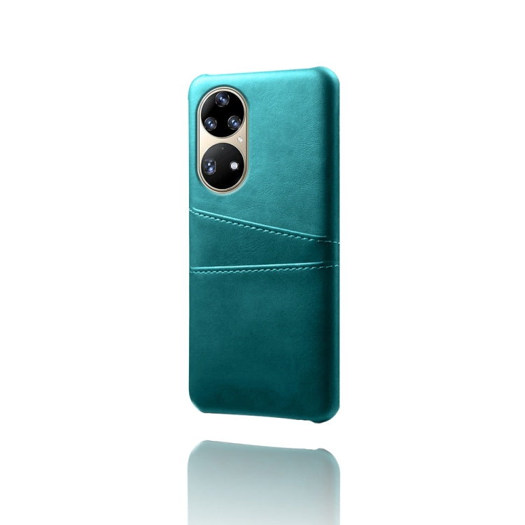 For Huawei P50 Pro Calf Texture PC + PU Leather Back Cover Shockproof Case with Dual Card Slots