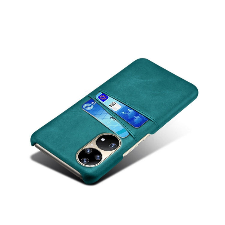 For Huawei P50 Pro Calf Texture PC + PU Leather Back Cover Shockproof Case with Dual Card Slots