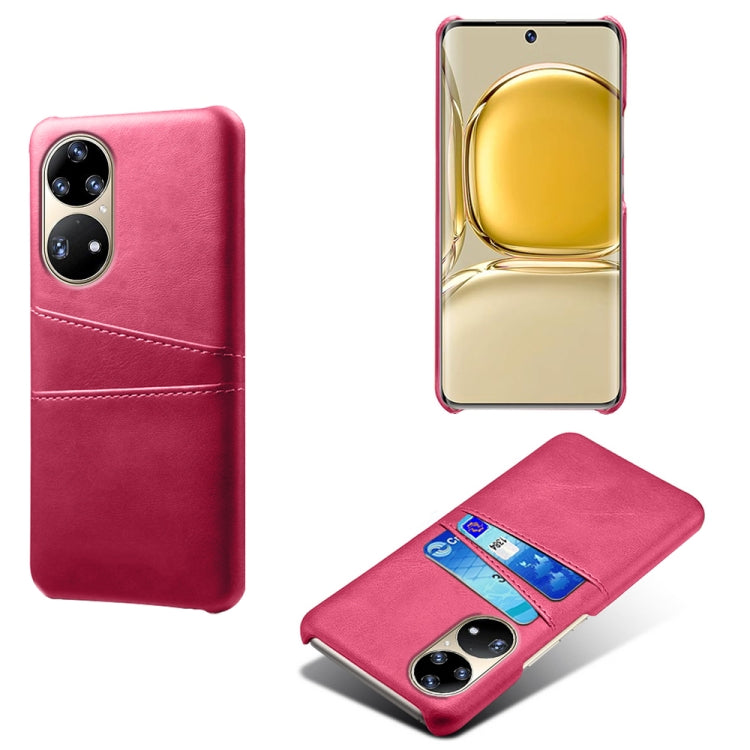 For Huawei P50 Pro Calf Texture PC + PU Leather Back Cover Shockproof Case with Dual Card Slots