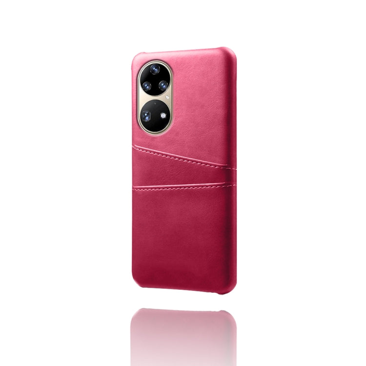 For Huawei P50 Pro Calf Texture PC + PU Leather Back Cover Shockproof Case with Dual Card Slots