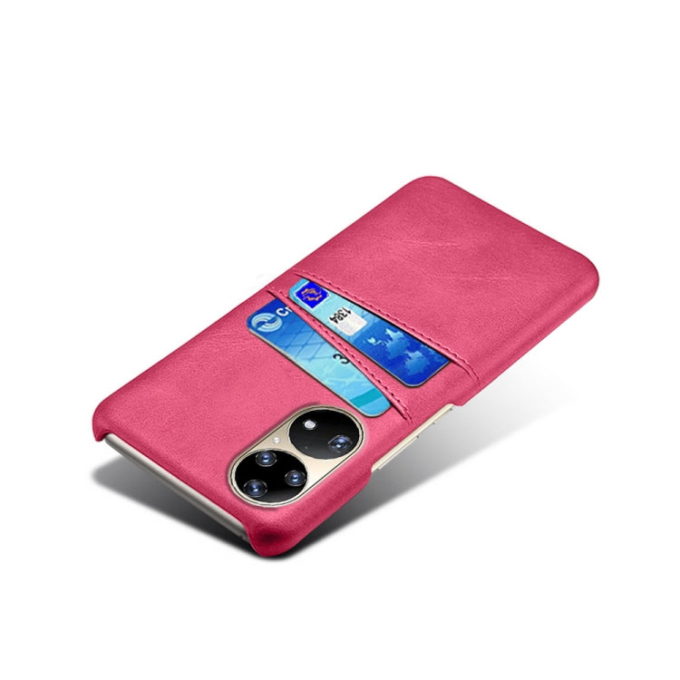 For Huawei P50 Pro Calf Texture PC + PU Leather Back Cover Shockproof Case with Dual Card Slots