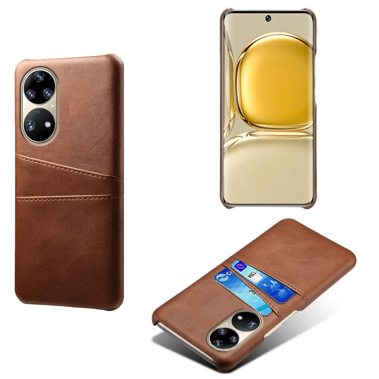 For Huawei P50 Pro Calf Texture PC + PU Leather Back Cover Shockproof Case with Dual Card Slots