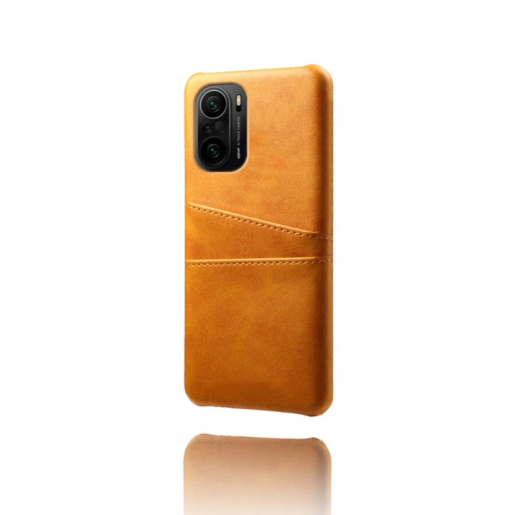 For Xiaomi Redmi K40 Calf Texture PC + PU Leather Back Cover Shockproof Case with Dual Card Slots