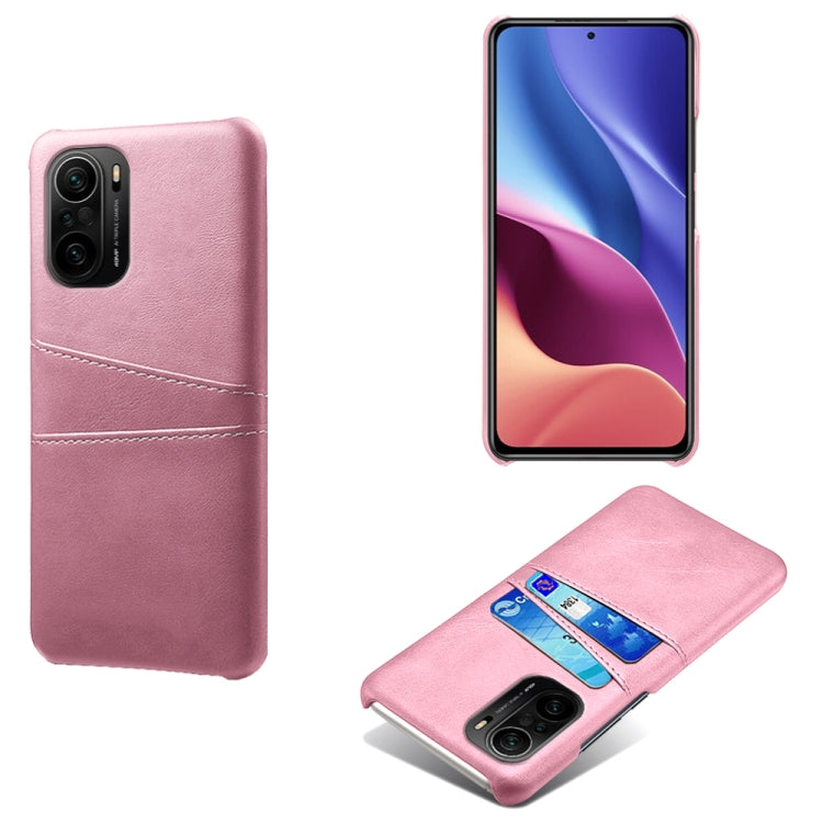 For Xiaomi Redmi K40 Calf Texture PC + PU Leather Back Cover Shockproof Case with Dual Card Slots