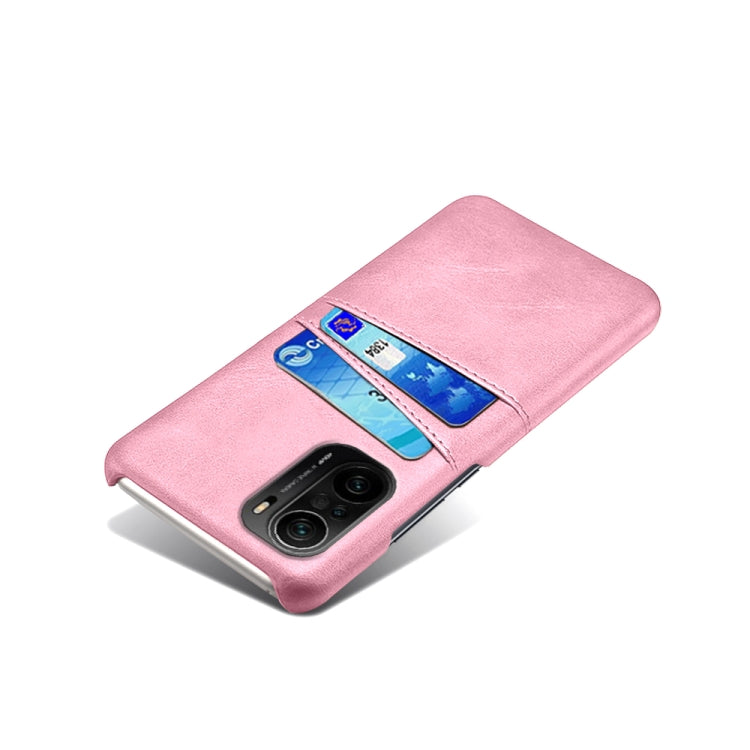 For Xiaomi Redmi K40 Calf Texture PC + PU Leather Back Cover Shockproof Case with Dual Card Slots