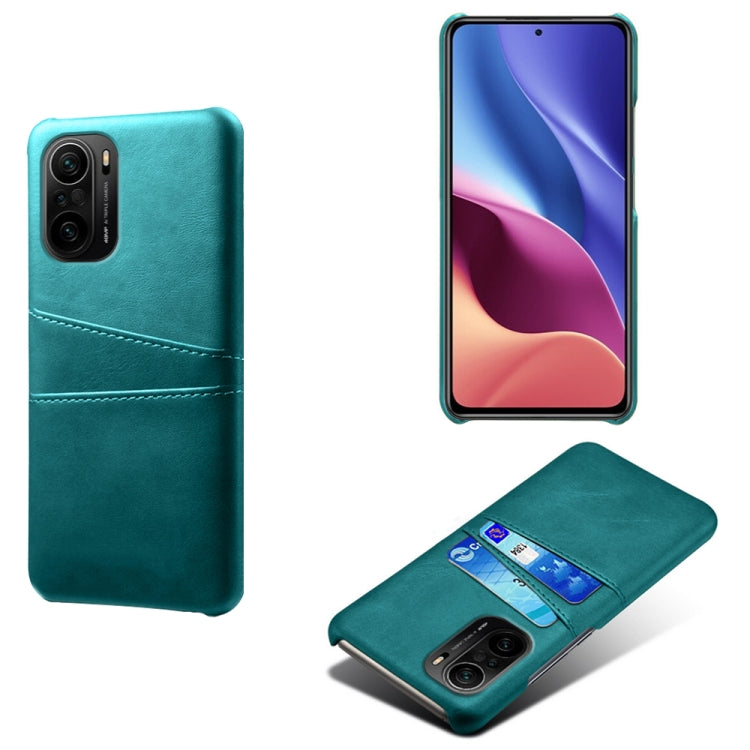 For Xiaomi Redmi K40 Calf Texture PC + PU Leather Back Cover Shockproof Case with Dual Card Slots