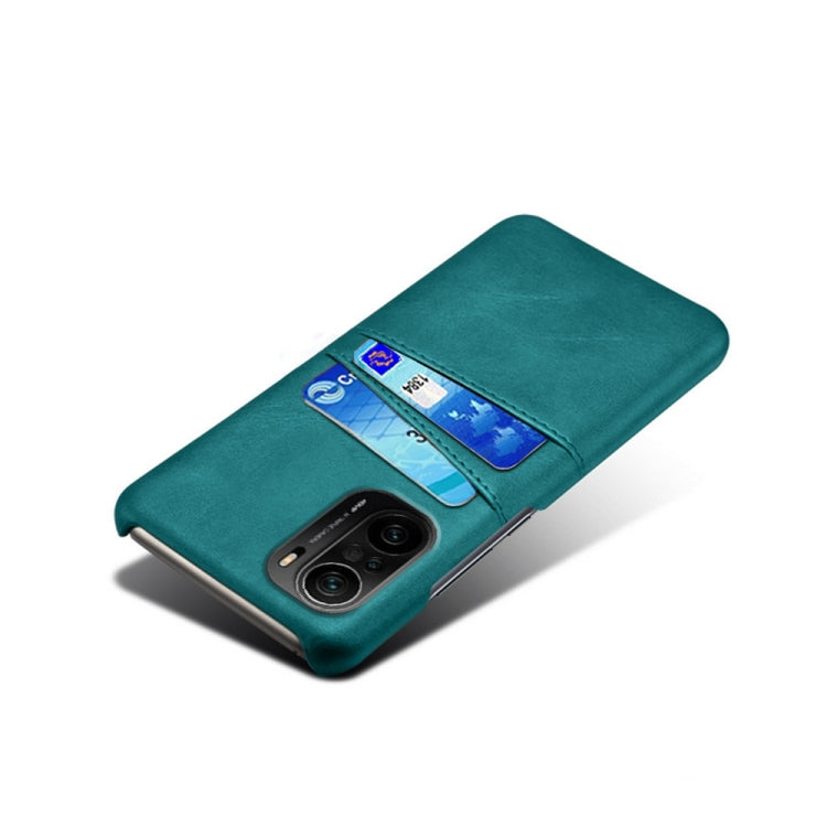 For Xiaomi Redmi K40 Calf Texture PC + PU Leather Back Cover Shockproof Case with Dual Card Slots