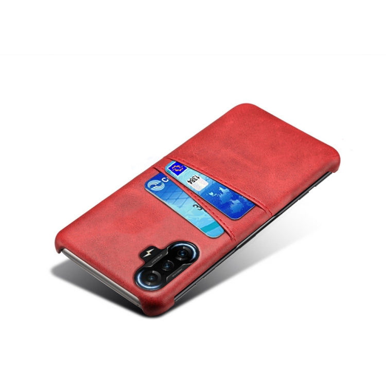 For Xiaomi Redmi K40 Gaming Calf Texture PC + PU Leather Back Cover Shockproof Case with Dual Card Slots