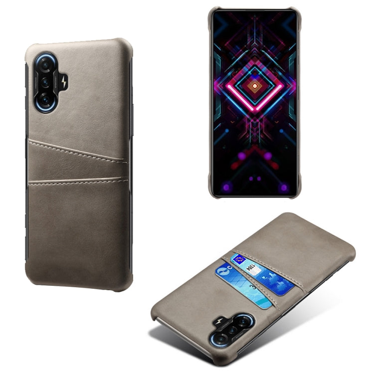 For Xiaomi Redmi K40 Gaming Calf Texture PC + PU Leather Back Cover Shockproof Case with Dual Card Slots