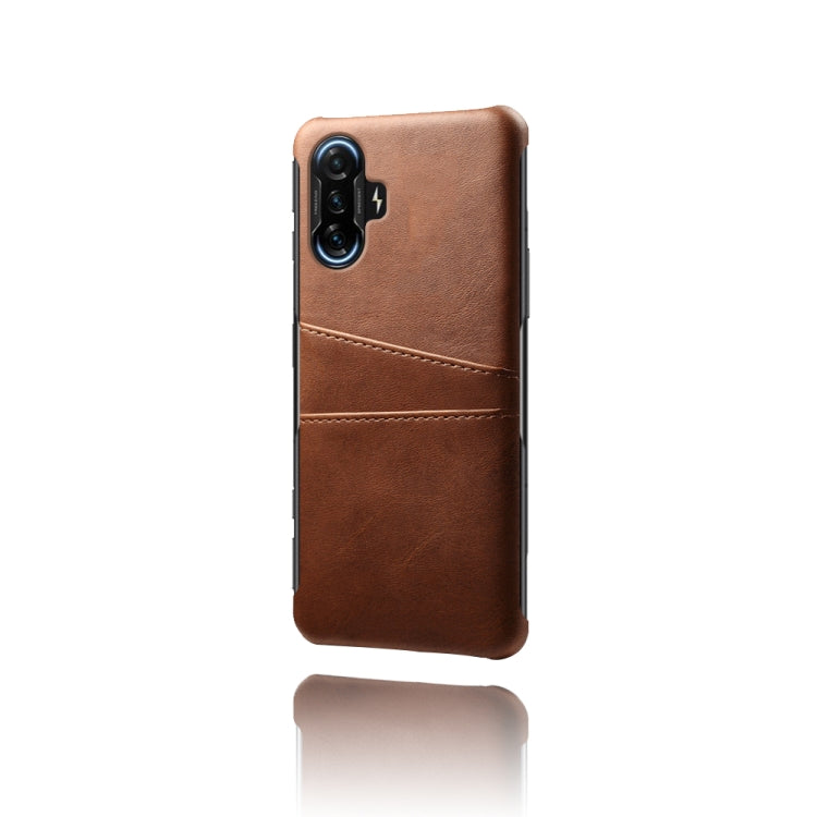 For Xiaomi Redmi K40 Gaming Calf Texture PC + PU Leather Back Cover Shockproof Case with Dual Card Slots