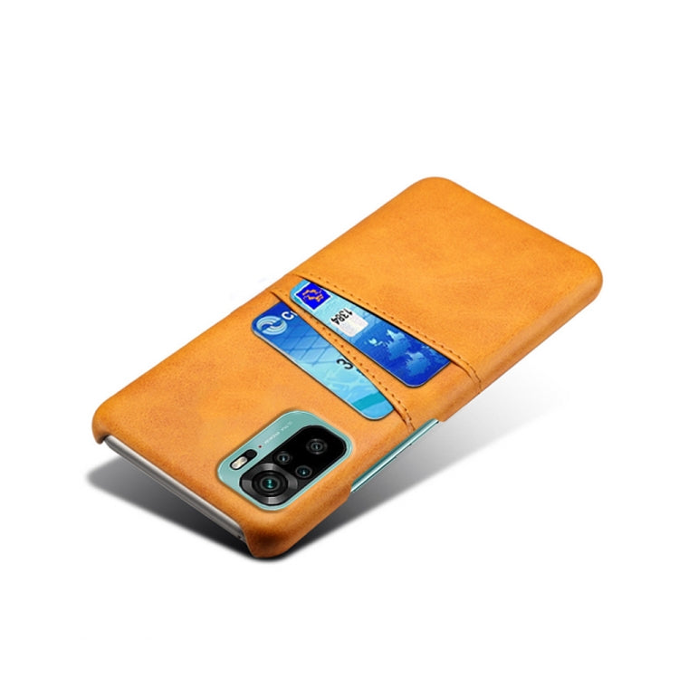 For Xiaomi Redmi Note 10 4G Calf Texture PC + PU Leather Back Cover Shockproof Case with Dual Card Slots