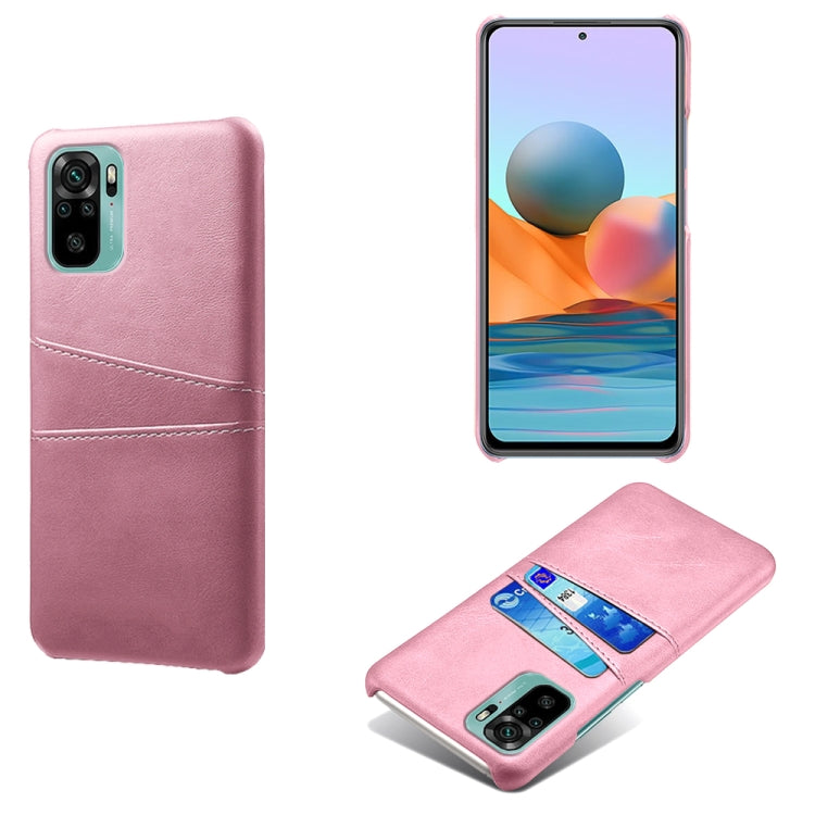 For Xiaomi Redmi Note 10 4G Calf Texture PC + PU Leather Back Cover Shockproof Case with Dual Card Slots