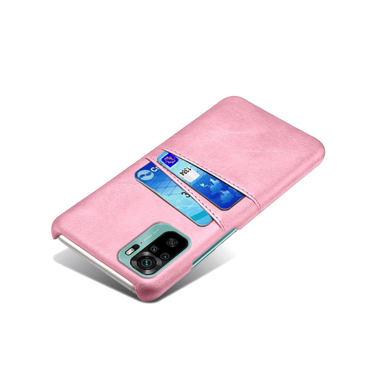 For Xiaomi Redmi Note 10 4G Calf Texture PC + PU Leather Back Cover Shockproof Case with Dual Card Slots